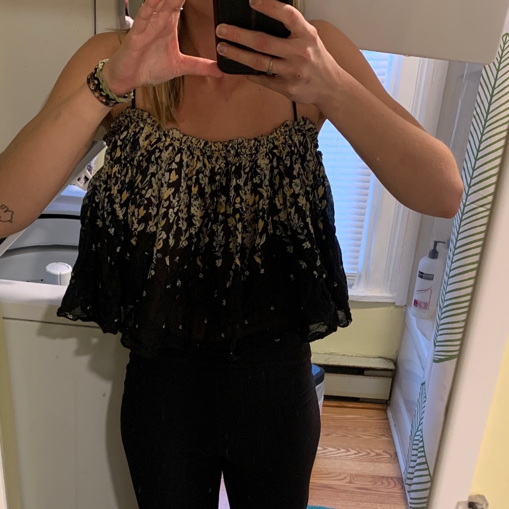 Free People Black and Gold Camisole
